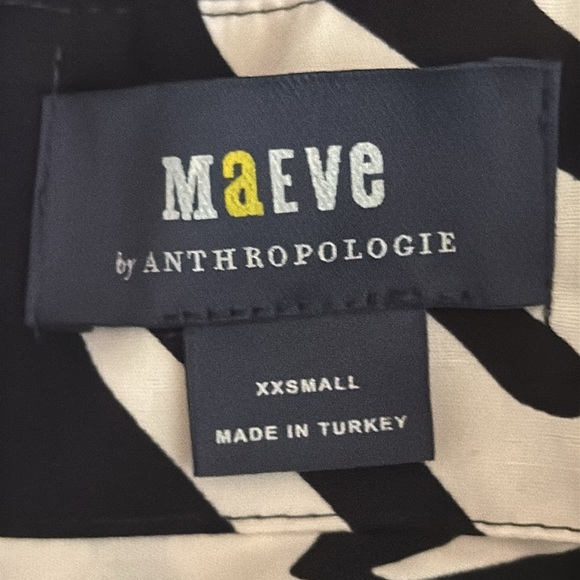 Anthropologie Maeve The Soren‎ Black White Bird Print Midi Shirt Dress XXS XS S - Picture 9 of 13
